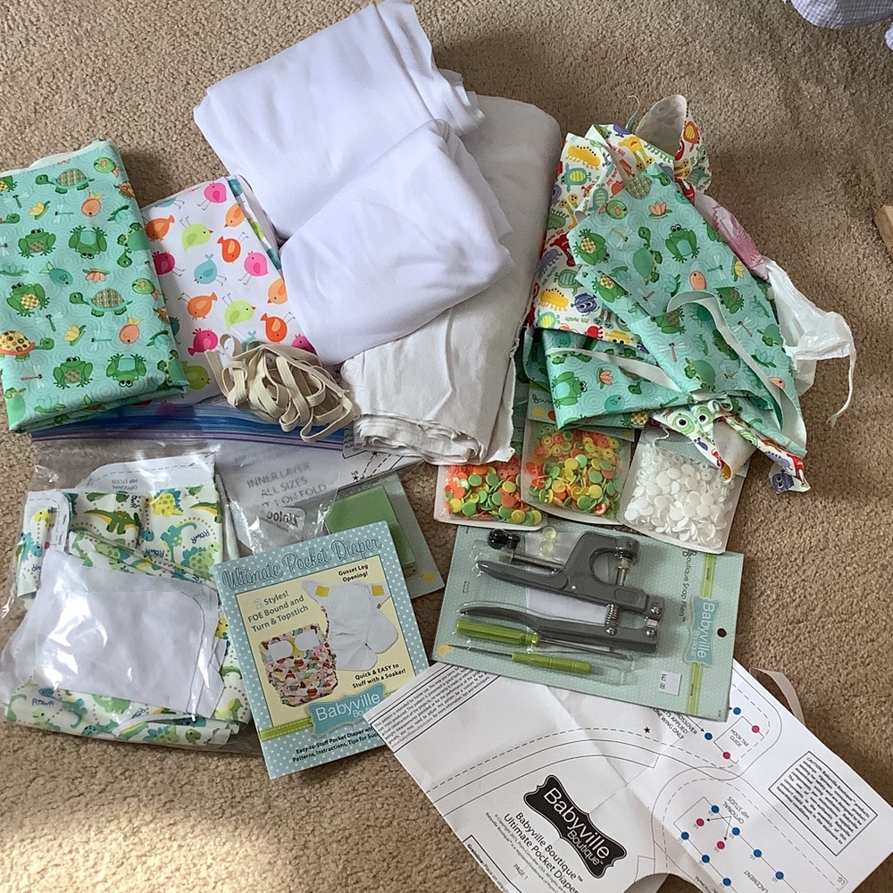 Babyville Sewing Kit with Frog & Turtle Prints.  For Ultimate Pocket Diapers